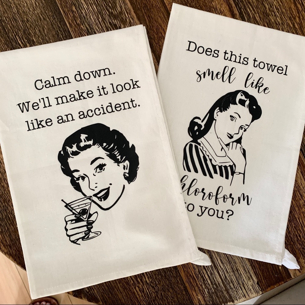 Hand Printed Tea Towels | Set of 2